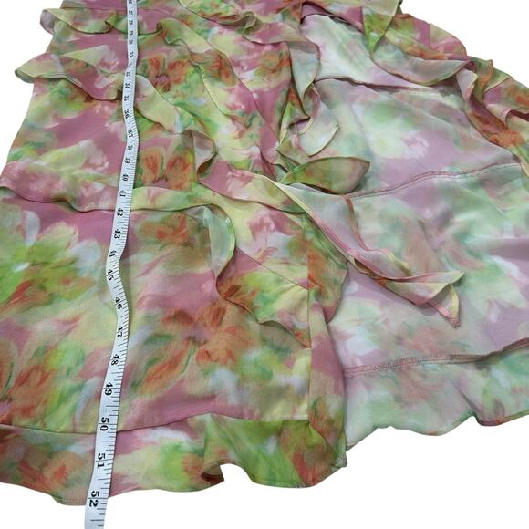 Bardot Cantara Ruffle Slip Dress Tiered Maxi Slit Floral Pink Sz 2 XS Fairy Cute - Picture 10 of 12